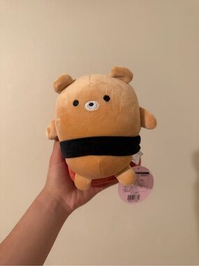 Cute Tan Sushi Bear Plush with Black Band